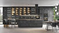 Graphite gres Mutina | Black aluminium frame bronze glass | Graphite oak | Worktop: Mutina | Plinth: Urban