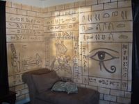 Finished the walls for our Egyptian theme this year. The partitions are made out of 3/4" styrofoam with the hieroglyphs burned in and then ...