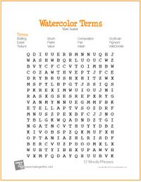 Watercolor Terms | Free Word Search Worksheet by wavemusicstudio, via Flickr