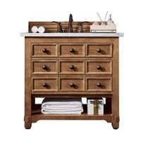 James Martin Vanities Malibu 36 in. Single Vanity in Honey Alder with Marble Vanity Top in Carrara White with White Basin 500-V36-HON-3CAR