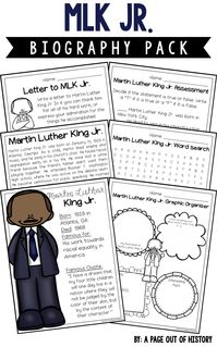 This Martin Luther King Jr. biography pack is a great addition to your Martin Luther King Jr. or black history month social studies unit/curriculum! Included in this biography pack is a nonfiction passage about the life of Martin Luther King Jr. and a variety of fun activities to do with your students! The best part? It's NO PREP! Just print, copy, & go!