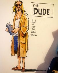 @dropsandbits shared a photo on Instagram: “#inktober 30 after a bowling session. #inktober2020 #thebiglebowski #thedude #watercolor #moleskine #fashionstyle” • Oct 31, 2020 at 10:55pm UTC