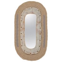 Oval Ceramic and Woven Cotton Mirror in Natural and Gray For Sale at 1stDibs