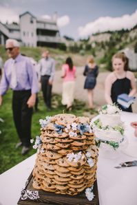 Cookie tower for a blue theme wedding, cake alternative