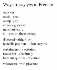 ways ro say yes in French