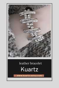 This leather bracelet is handmade to order It is made of silver-plated Zamak, lead, and nickel free. Hypoallergenic. You can clean it with a cleaning cloth for silver. The leather color can be selected from the drop-down menu. All the findings have 5-8 microns of silver coating