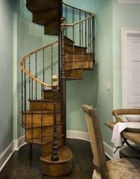 The spiral staircase in Jonas and Sugar's house. There should be more space around for sliding down the bannister purposes.
