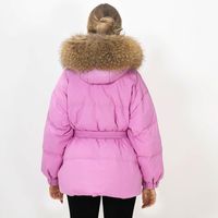 Janveny Große Natürliche Waschbär Pelz Mit Kapuze Unten Jacke Frauen Winter 90% Weiße Ente Unten Mäntel Kurze Verdicken Weibliche Parka Schnee mantel|Daunenmäntel| - AliExpress