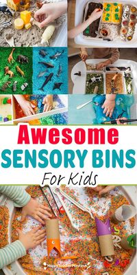Here are 100+ fun and amazing SENSORY BINS for toddlers and preschoolers. Learn and play with all these sensory bin ideas from rice to pom poms and more!