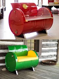 55-gallon steel drums repurposed into amazing furniture collection #recycled #reporposed #reuse #upcycled