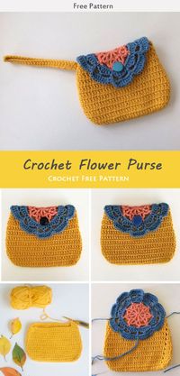 Easy Flower Purse Crochet Free Pattern #freecrochetpatterns #purse