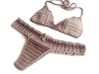 Crochet Bikini Beige Women Swimwear Swimsuit Crochet Bikini - Etsy