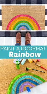 Paint this fun DIY rainbow doormat using our easy tutorial.