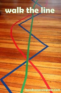 Indoor and outdoor "tightrope" activities - could also create a three ring circus in movement. In ring one: tightrope walking. Need to figure out rings two and three...