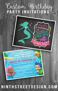 Custom Kids Birthday Party Invitations by Ninth Street Design. Pick your colors, theme, characters, etc.