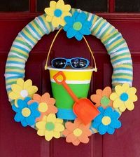 Beach theme wreath from Words on Wheels: Dollar Tree Noodling - so attractive and happy!