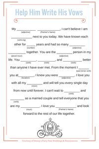 Help the groom write his vows with these wedding mad libs