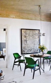 Emerald green chairs. Love this!