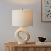 Chamber Ceramic Table Lamp, 24.5", White/White Linen | West Elm