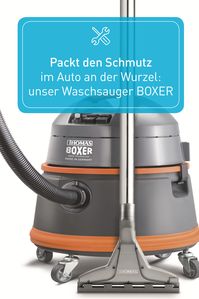 Der Kofferraum ist voller Dreck und Matschpfoten und in den Sitzen haben sich die feinen Härchen verhakt? Vor diesen Herausforderungen schreckt unser Waschsauger BOXER nicht zurück. Mit Nassaugfunktion und robuster Bauweise ist er ideal für den Outdoor-Einsatz gerüstet!