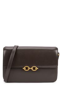 Saint Laurent Maillon dark brown leather shoulder bag - Harvey Nichols