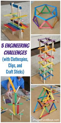 5 Engineering Challenges with Clothespins, Binder Clips, and Craft Sticks - Frugal Fun For Boys and Girls