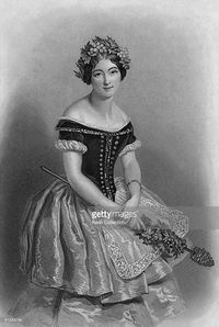 Portrait of Italian ballerina Carlotta Grisi (1819 - 1899) in her costume from the ballet 'Giselle,' early 1840s. The role of Giselle was created especially for her.