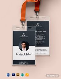 Instantly Download Professional ID Card Template, Sample & Example in Microsoft Word (DOC), Adobe Photoshop (PSD), Adobe InDesign (INDD & IDML), Apple Pages, Microsoft Publisher, Adobe Illustrator (AI) Format. Available in 2.13x3.39 inches + Bleed. Quickly Customize. Easily Editable & Printable.