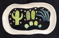 eight cacti hand painted plate by Kathryn Blackmun