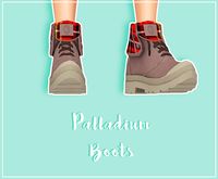 eirflower: “ SimFileShare | Mediafire | Mega CONTAINS: • Palladium Boots (22 swatches) • Recolouring Base Woo! Some amazing shoes by @semller. I use these so much in sims 3, i had to have them for...