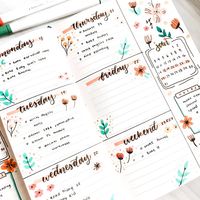 This beautiful weekly schedule is from artist @nixavocado on IG.💐 └|∵|┐Quote of the day🌷 “Act as if what you do makes a difference. It does.” – William James✍️