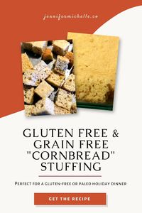 The holidays simply aren't the same without stuffing. That's why I created this grain free, gluten free, paleo stuffing. It has the texture and a hint of sweetness that resembles southern cornbread. I've fed it to a number of unsuspecting people and they had no idea that it wasn't cornbread. My husband with the southern drawl even approves! If you need a cleaner version of cornbread for Thanksgiving or Christmas This IS It! #cornbread #holidayrecipe #glutenfree #paleo #jennifermichelleco