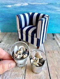 Dollhouse beach bucket Miniature bucket of sea shells fairy