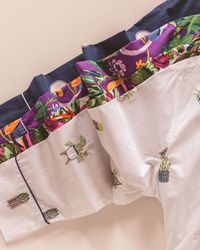 Made with cotton that gets softer with every wash, this long-sleeve top with matching long pants is the perfect companion for a weekend of lounging in bed with a book or curled up under a blanket planning your next creative project.