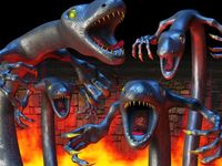 Snake-like beasts in a fire pit. 2016, giclée print. Watermarked preview. #creaturesofhell #hellish #hell #reptiles #lizards #monsters #hellishbeasts #firepit #snakes #fire #flames #hellfire #burning #silversnakes #claws #jaws #frightening #fantasy #mythology #mysticcreatures #agressive #ironsnake #fromhell #underworld #beyondreality