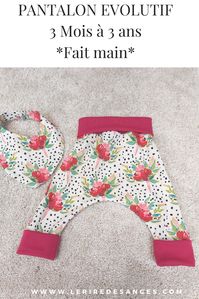 Le pantalon qui s'allonge en même temps que votre bébé grandit et s'affine! En jersey pour un grand confort et ne pas gêner bébé dans ses mouvements et ses apprentissages. Fait main #pantalonevolutif #vetementbebe #kidsfashion #sarouelbebe