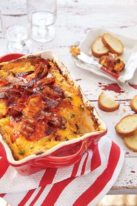 Everyone will go back for more of this creamy Pepper-Pepper Cheese Dip—a topping of bacon and pepper jelly is a welcomed twist on an old party favorite.