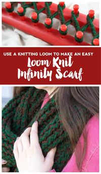 Knit up a warm and fun infinity loom knit scarf in just a few hours! A great project for beginners to create stunning hand made gifts in half the time! - How to use a Knitting Loom | Beginner Project | Long Loom | Handmade Gifts | Do It Your Freaking Self