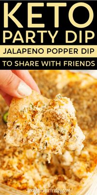 This cheesy, creamy Keto Jalapeño Popper Dip is the keto dip recipe you've been waiting for! It's so rich and makes for an amazing keto party dip. This keto appetizer recipe is ideal to serve at football parties, Super Bowl parties, and any other party where a delicious dip is needed. Ketoers will love it with pork rinds, celery, pepperoni chips, or keto tortilla chips, and non-ketoers will love it with crackers and chips. Also a great keto snack recipe and low carb appetizer recipe!