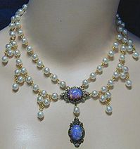 1463 Medieval Necklace Opals and Pearls