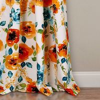 Set Of 2 52"x84" Percy Bloom Room Darkening Window Curtain Orange/Blue - Lush Dcor : Target