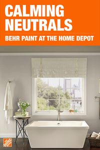 Create a calm bath getaway with neutral paint colors from The Home Depot. With the proper preparation, the right tools and quality BEHR paint, you can give any space a new look. Try using BEHR Campfire Ash in a bathroom to create a uniquely stylish transformation.