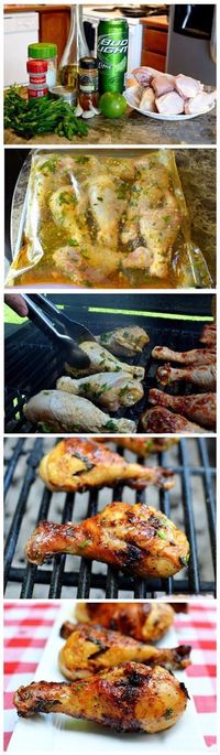Grilled Beer Chicken Recipe - This Is Seriously SO Good. The Chicken Is Extremely Tender, Perfect Grill Marks. Easy Summer BBQ Recpe!