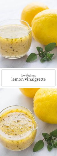 Light and refreshing, this Low Fodmap Lemon Vinaigrette is a delicious way to dress any summer salad! It's also gluten free, dairy free, vegetarian and paleo friendly! | funwithoutfodmaps.com | #lowfodmap #lemon #saladdressing