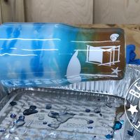 Ink & Acrylic Flow: This method creates the blended, horizontal, swirling background colors. Glitter can be added for a little sparkle.