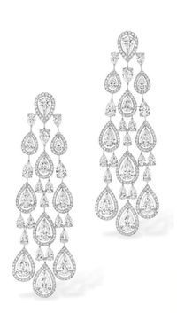Dramatic 2 1/2" Long CZ Wedding and Formal Earrings