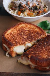 Caramelized Onion & Basil Grilled Cheese with Beef & Vegetable Soup - Living The Gourmet