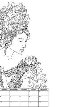 Printable Coloring Calendar 2021 Coloring page of woman | Etsy