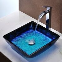 ANZZI Viace Glass Square Vessel Bathroom Sink