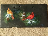 Pair of cardinals painting on slate by sherrylpaintz
